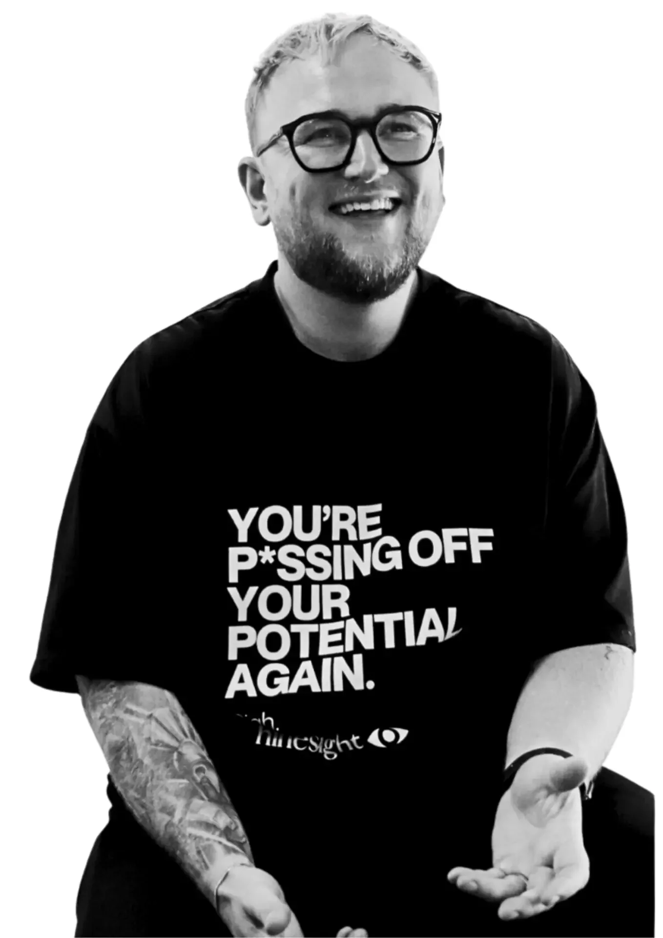 Black and white portrait of Tom Hines
